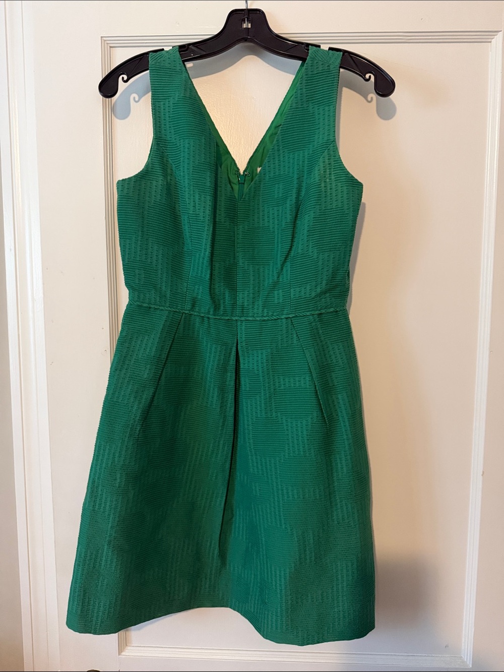 J. Crew Emerald Textured V-Neck Dress